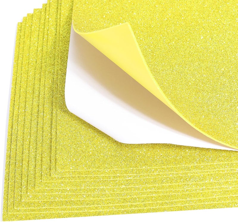 Mluchee 10 Sheets Glitter Cardstock Paper Self-adhesive Backs 30 X 20cm A4 Paper for New Year Thanksgiving Christmas Fall Decorations, DIY Crafts Card Scrapbook (Yellow) - Image 2